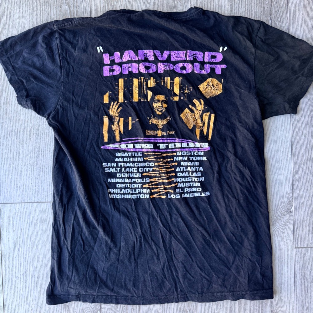 Lil Pump Harverd Dropout 2019 Tour T Shirt Mens L UNHAPPY Rap Hip Hop Black